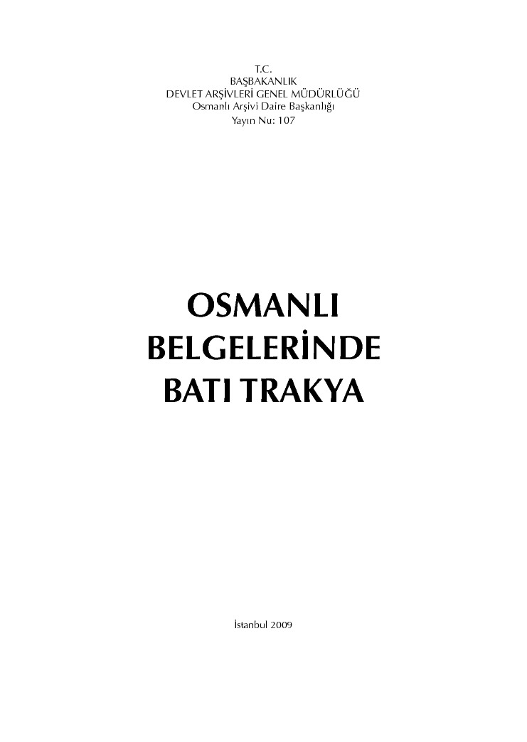 Osmanlı Belgelerinde Batı Trakya